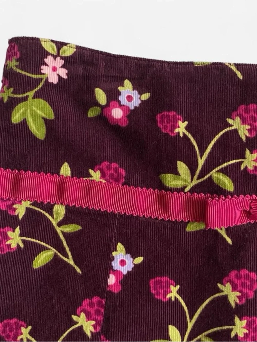 Girls burgundy corduroy raspberry pleated skirt